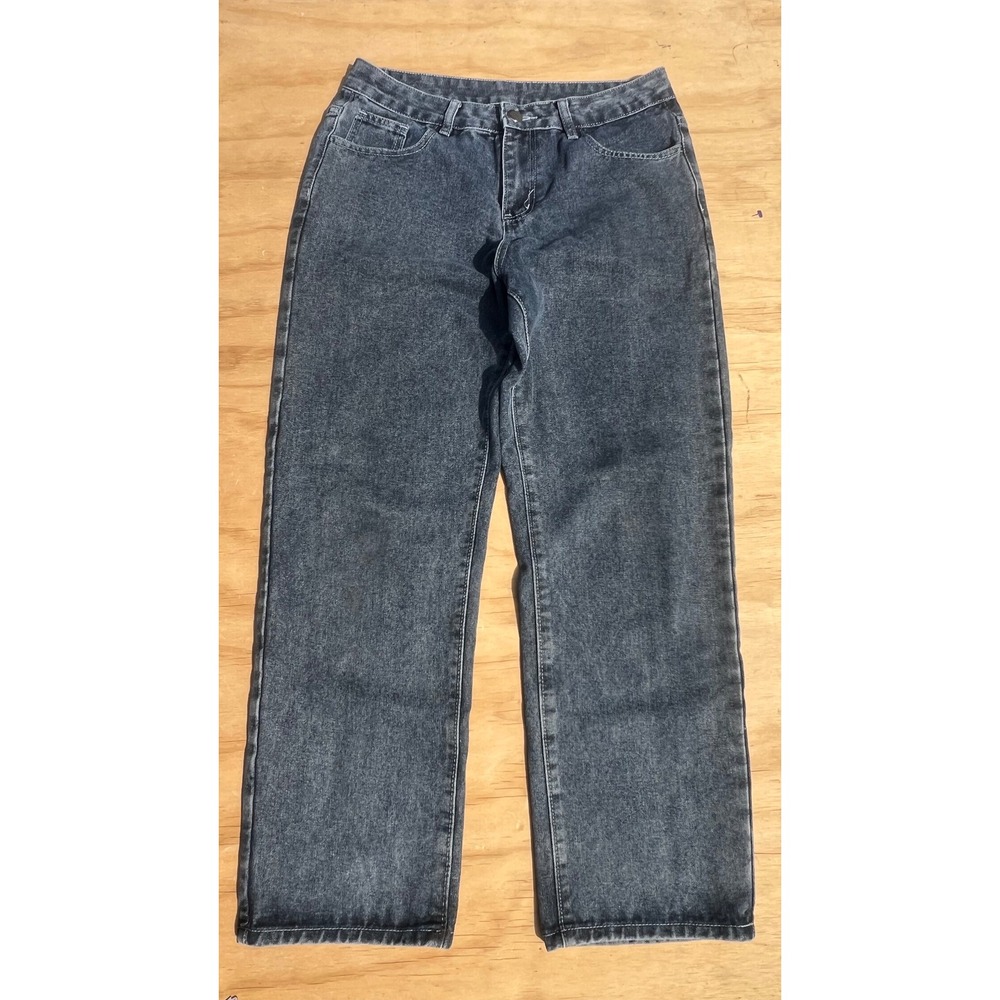 Manfinity Mens Acid Wash Relaxed Straight Leg Jeans Blue Size S Streetwear